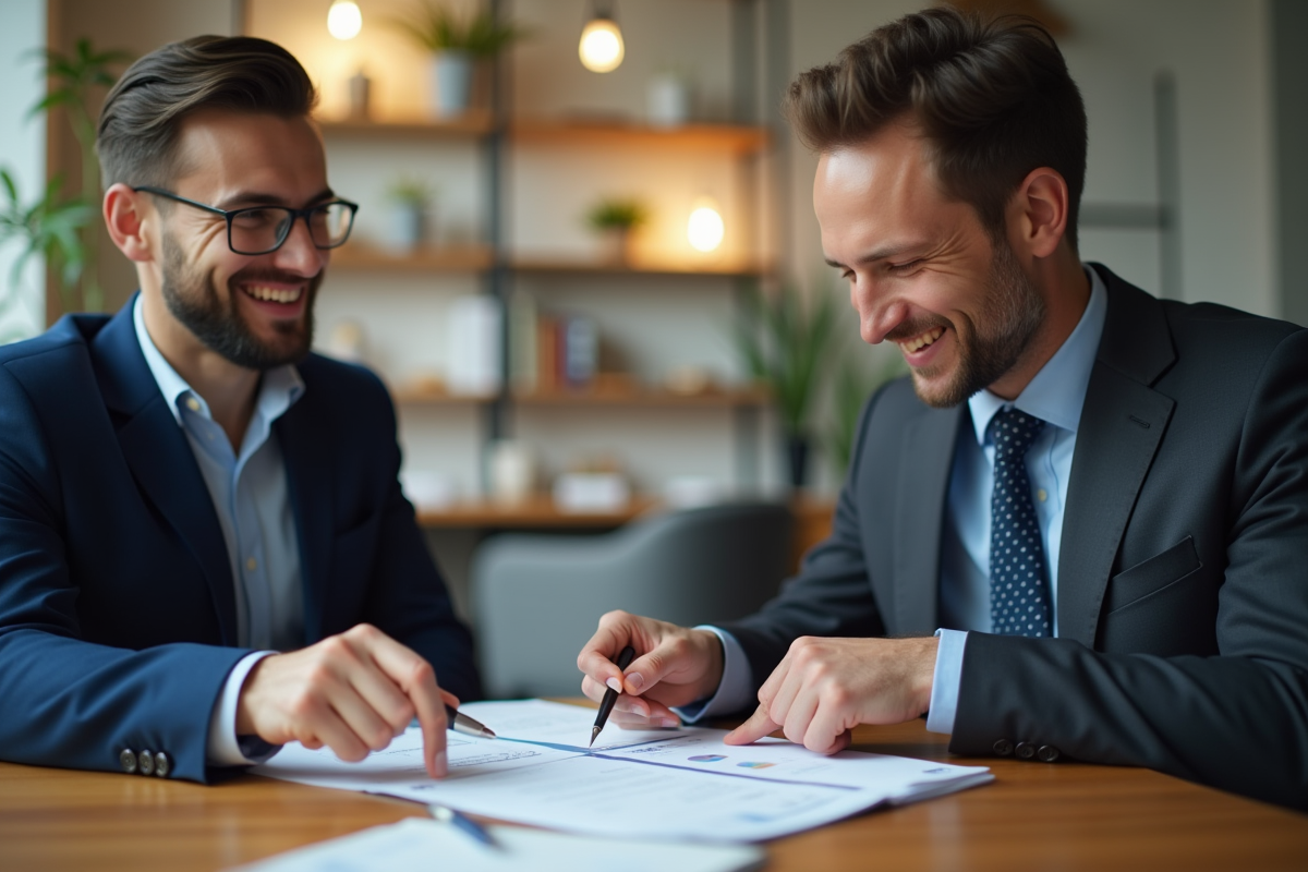 Personne souriante consultant avec conseiller financier