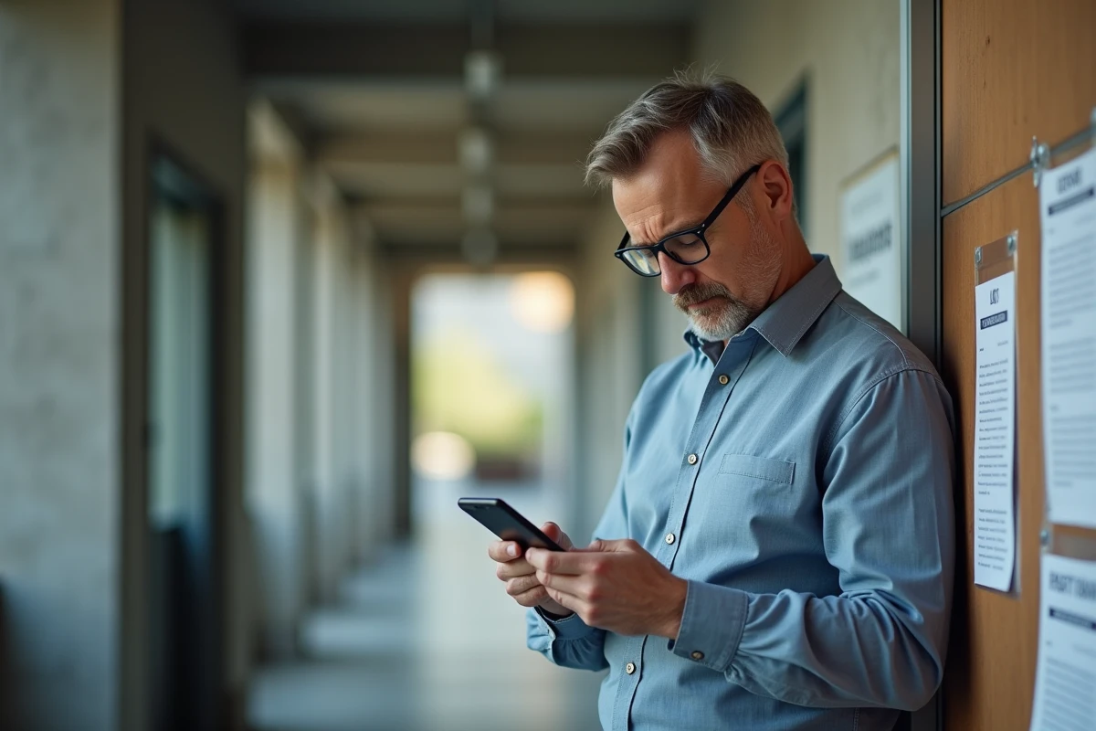 Homme d age moyen dans un couloir universitaire à Strasbourg
