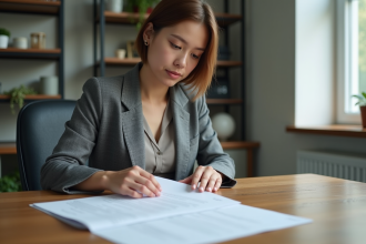 Jeune femme professionnelle attachant une lettre de motivation
