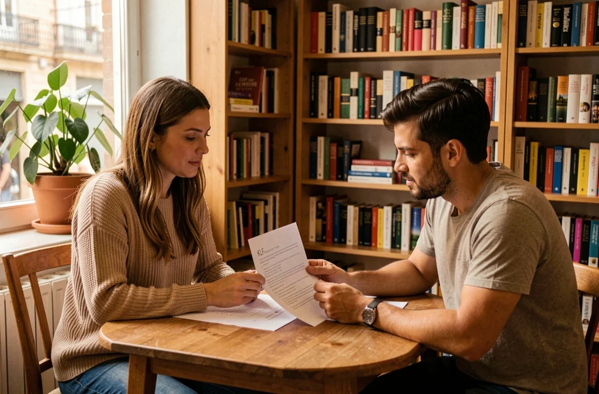 Session de tutorat en français chez KLF Keep Learning French à Toulouse avec une tutrice et un étudiant adulte autour d'une table en bois