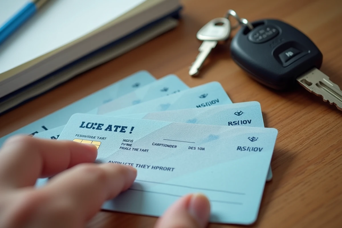 Permis moto A2 et clés de moto sur bureau avec documents d'étude pour différents âges d'obtention